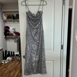 H&M Silver Sequin Maxi Dress
